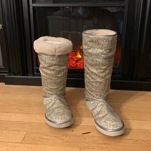 Coach Nikole Gold & Silver Signature Boots Sz 10